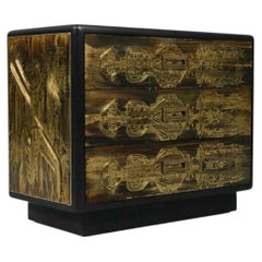 Bernhard Rohne Acid Etched Brass Dresser for Mastercraft
