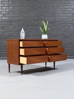 Newly Refinished - Mid-Century Modern Rosewood & Walnut Dresser by Bassett