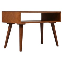 Newly Refinished - Mid-Century Modern Side Table w/ Open Bookshelf