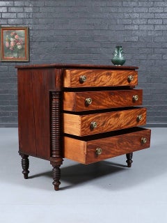 American Empire Flame Mahogany Four-Drawer Dresser