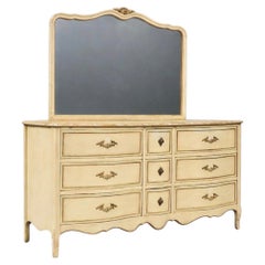 Vintage French Provincial Style “Limoges” Painted Dresser w/ Mirror