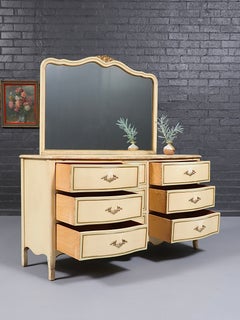 Vintage French Provincial Style “Limoges” Painted Dresser w/ Mirror