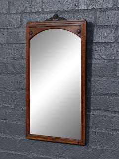 Victorian Renaissance Revival Wood Wall Mirror with Ornate Crest