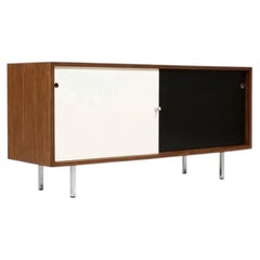Recién Acabada - Credenza Moderna de Mitad de Siglo Lacada en Dos Tonos y Nogal