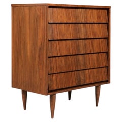 Newly Refinished - Mid Century Modern Walnut Highboy Dresser