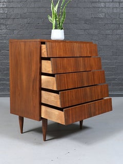 Newly Refinished - Mid Century Modern Walnut Highboy Dresser