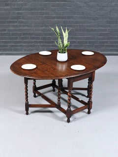 English Jacobean Revival Oak Gateleg Dining Table