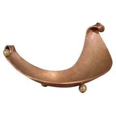 Mid-Century Mexican Modernist Footed Copper Tray by Los Castillos