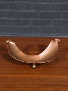 Mid-Century Mexican Modernist Footed Copper Tray by Los Castillos