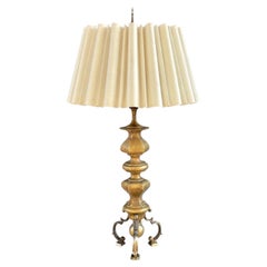 Vintage Sculpted Brass Tripod Table Lamp
