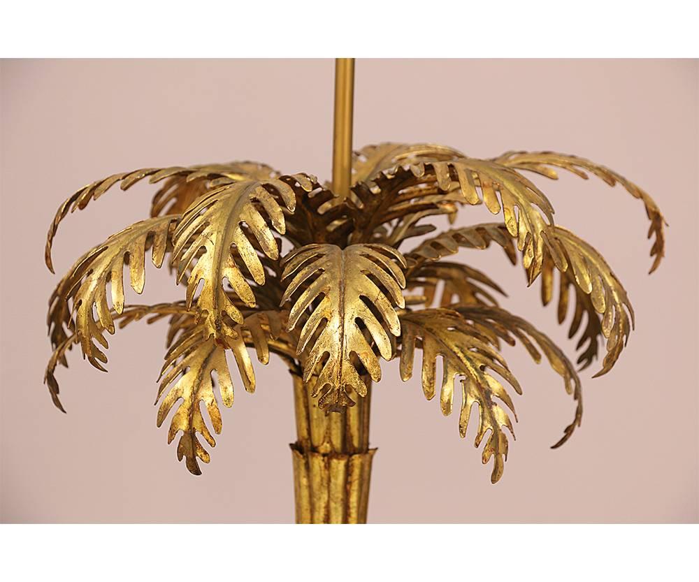 American Pair of 1960s Italian Gilt Iron Palm Tree Lamps