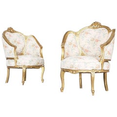 Pair of 1940s French Louis XV-Style Arm Chairs, a Pair