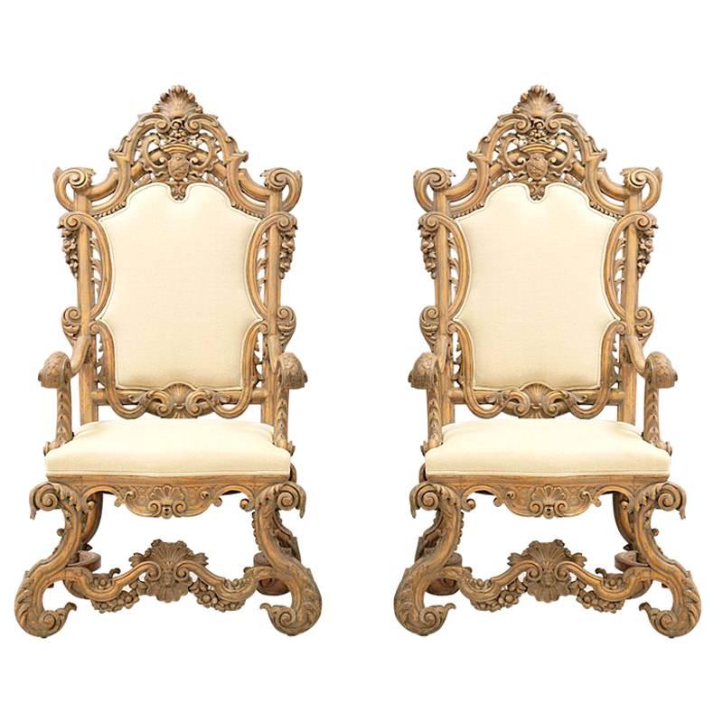 1930s Renaissance Revival Throne Chairs