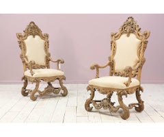 1930s Renaissance Revival Throne Chairs