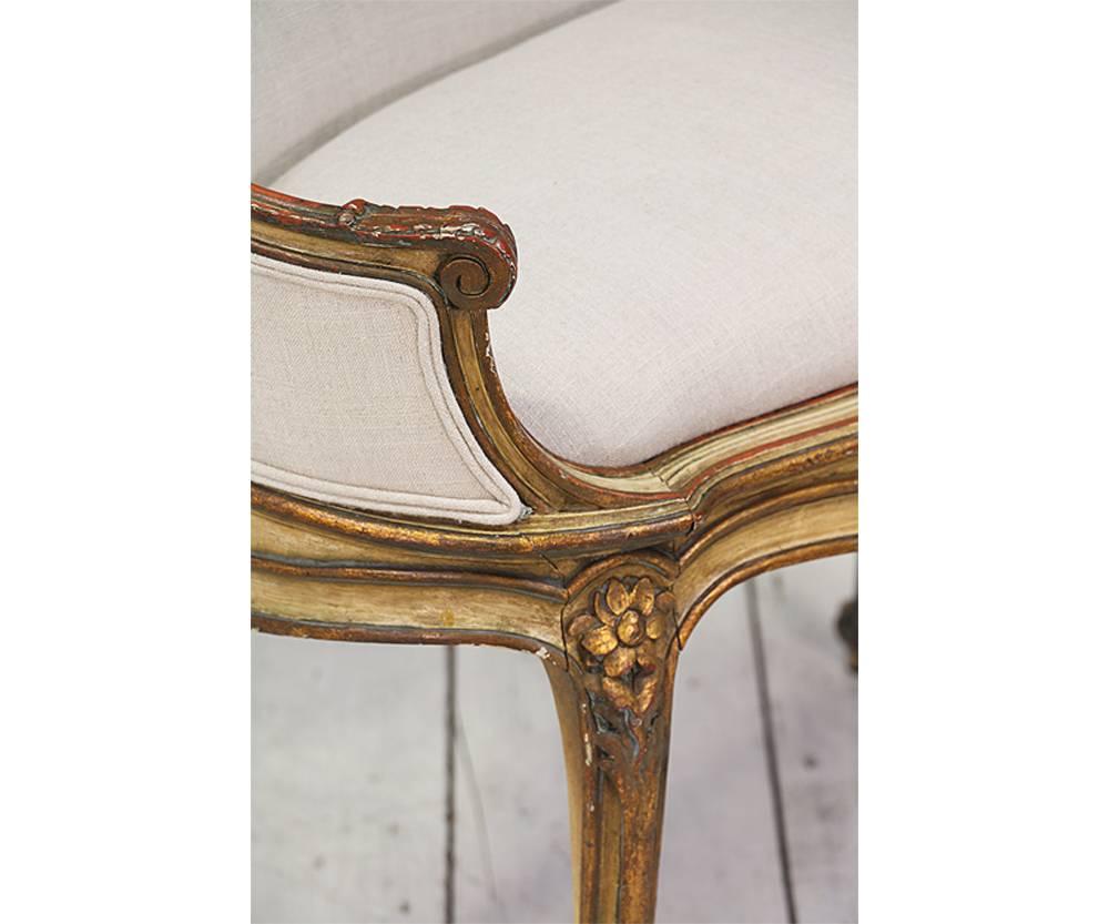 Linen French Louis XV Vanity Bench