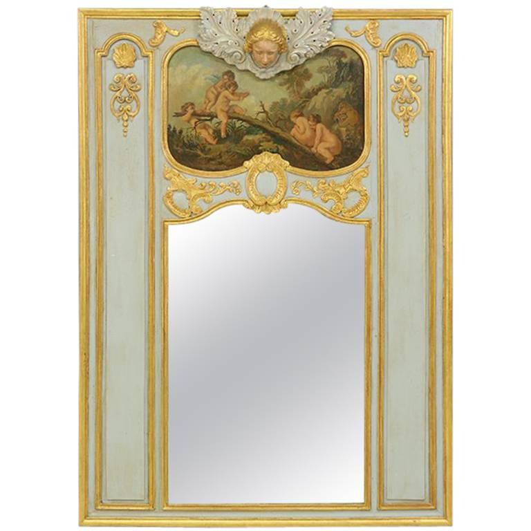French, 1920s Trumeau Mirror