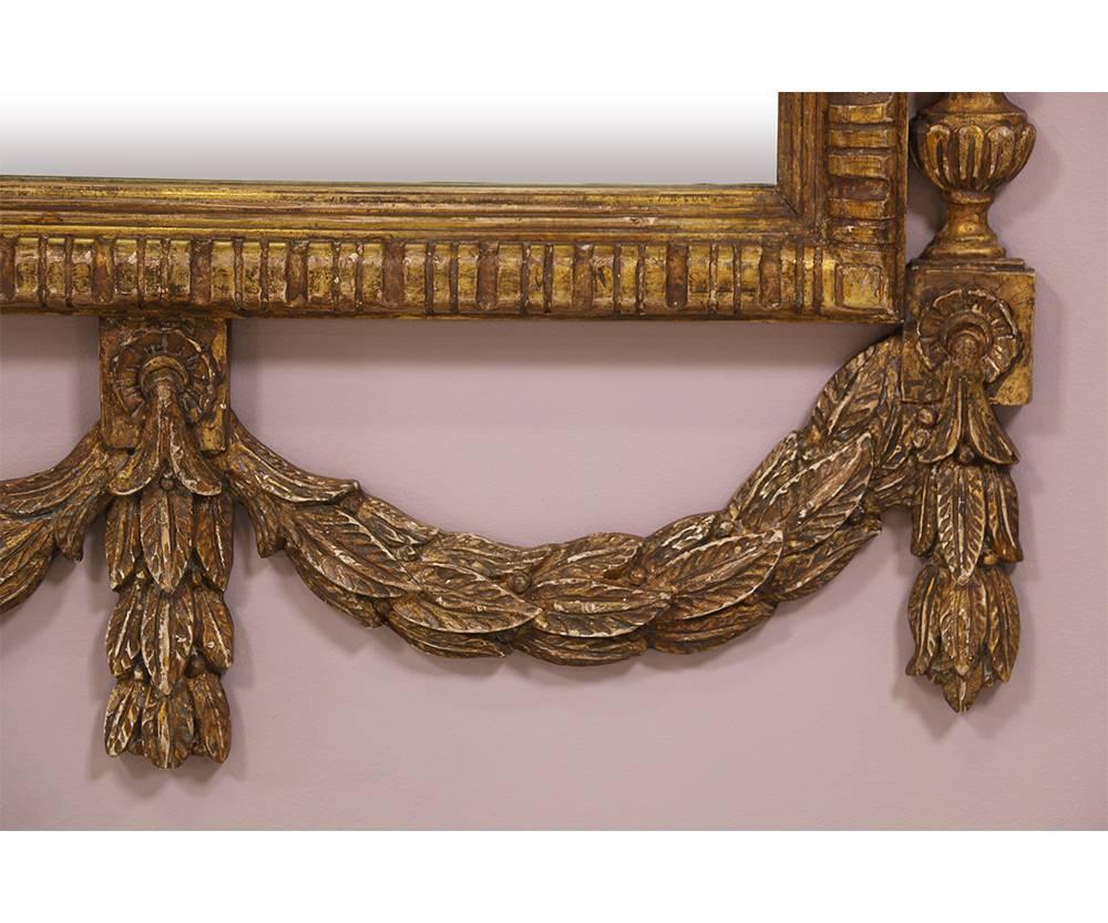 Mid-20th Century Monumental Pair of Neoclassical Gilt Wood Mirrors