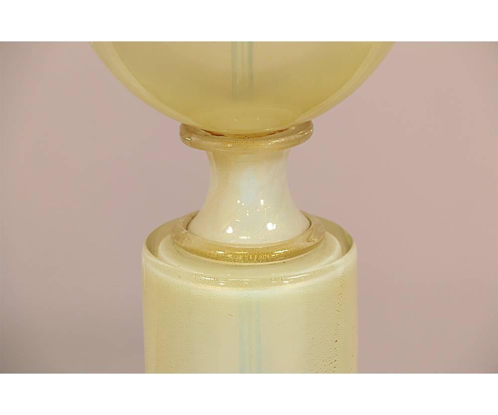 Mid-20th Century Italian Gold Flecked Opalescent Murano Glass Lamps