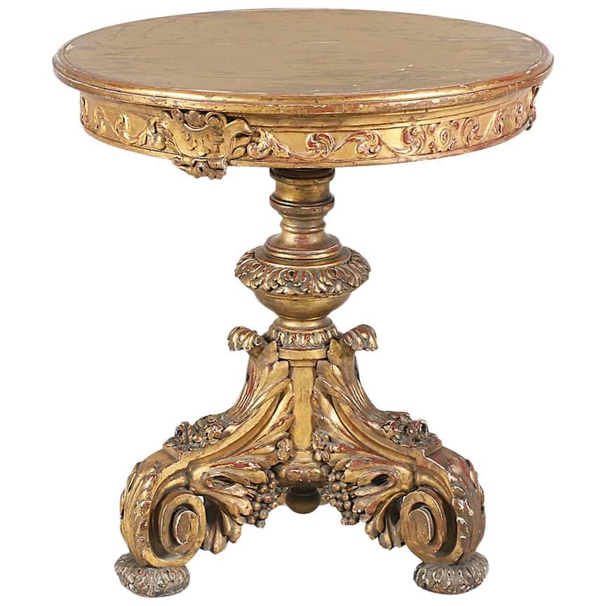 Italian Giltwood Pedestal Table