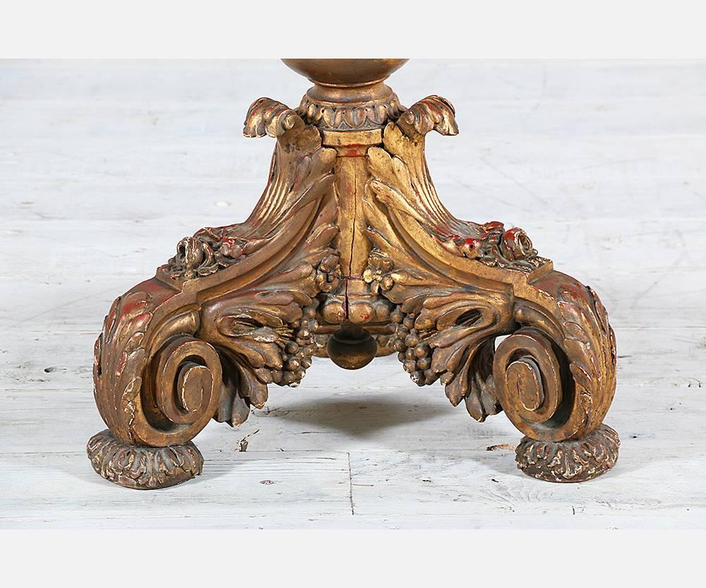 Rococo Italian Giltwood Pedestal Table