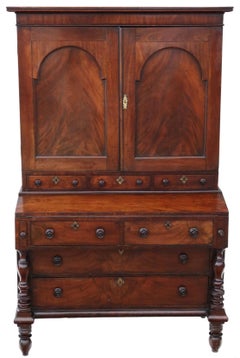 Antique Quality Georgian circa 1800 Mahogany Housekeeper's Cupboard Secretaire