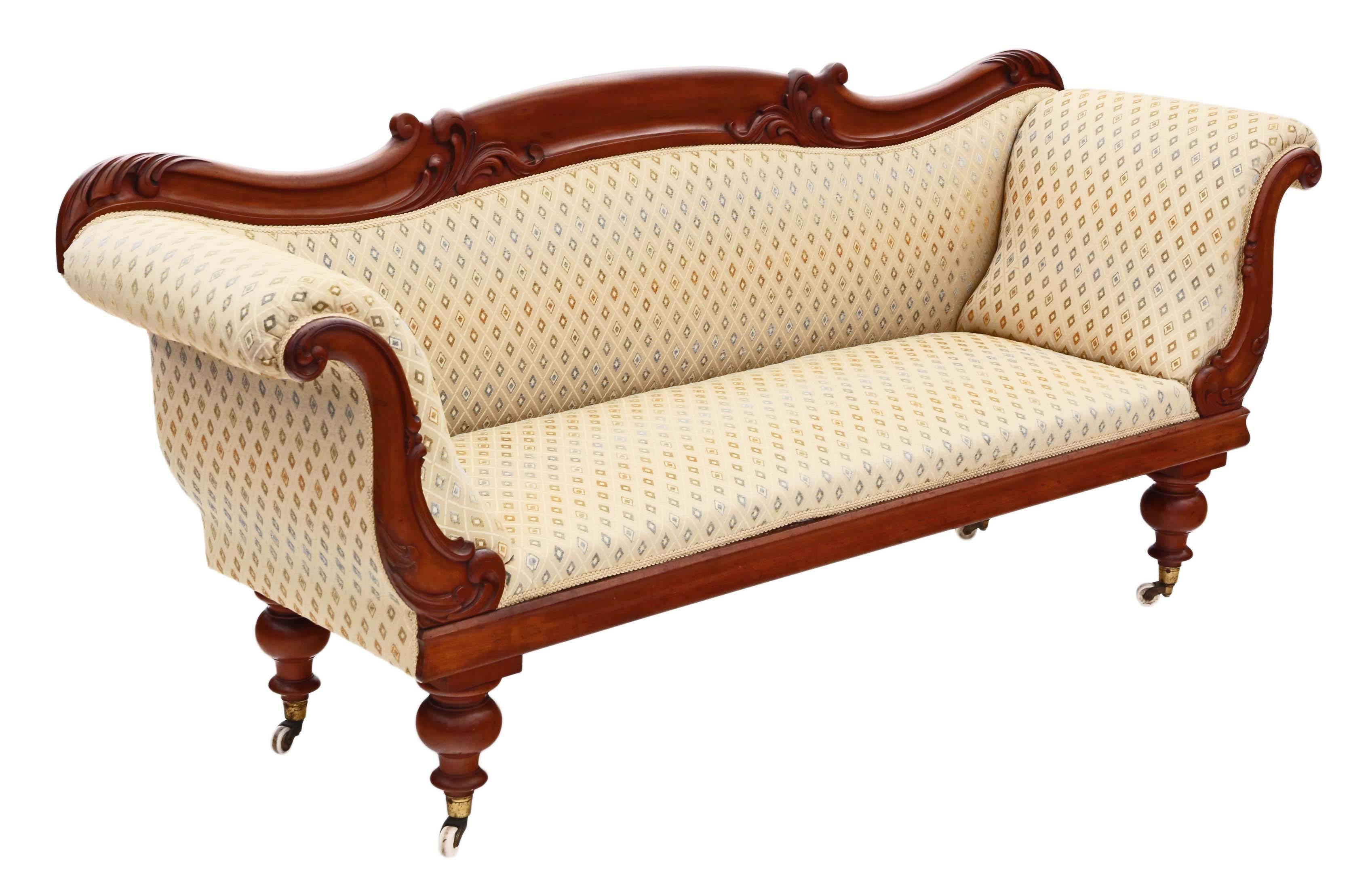 Antique Quality Victorian/William iv Mahogany Scroll Arm Sofa Chaise Longue For Sale 5