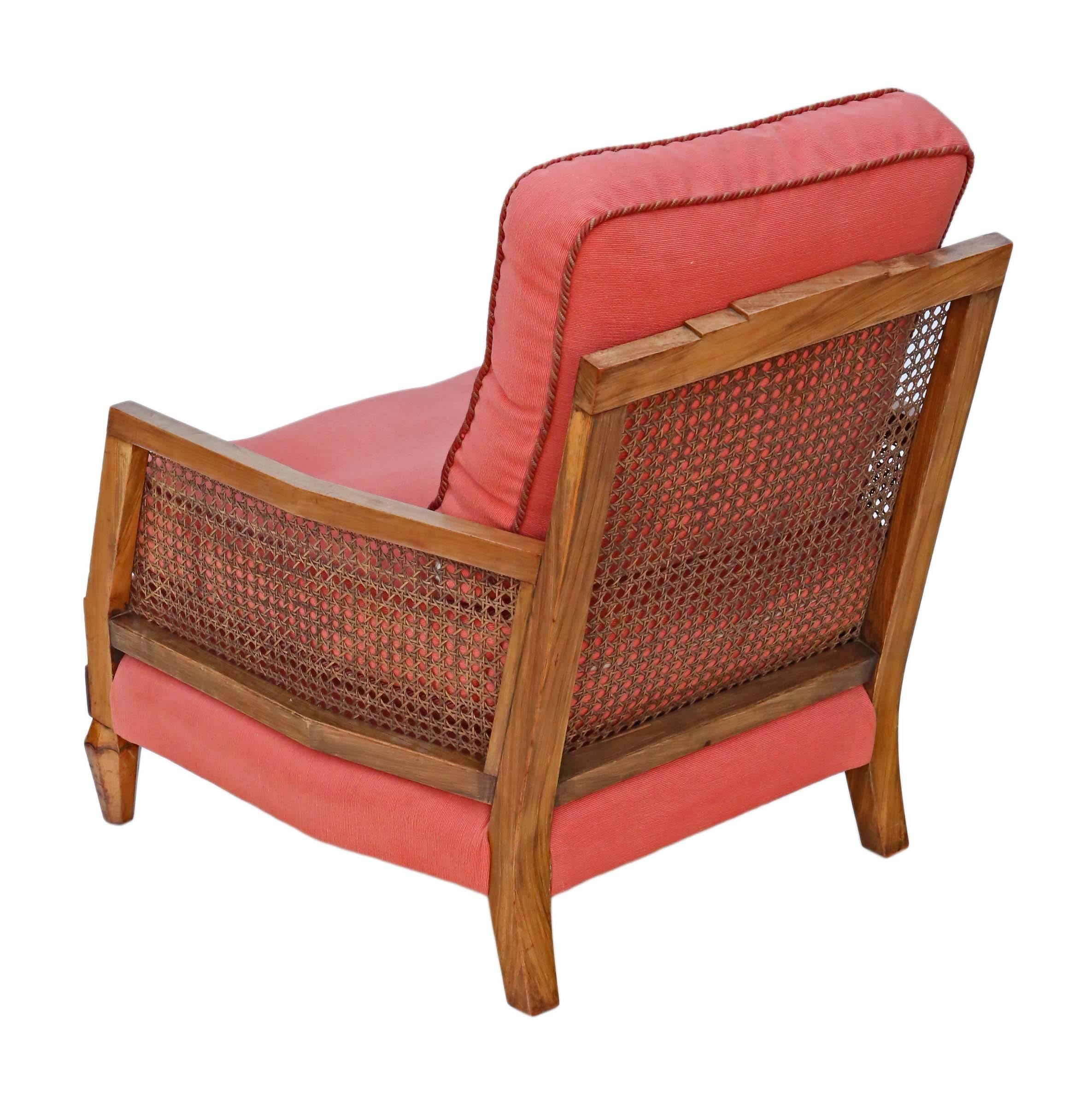 Antique Quality Art Deco Burr Walnut & Rosewood Bergere Armchair For Sale 1