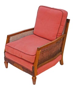 Antique Quality Art Deco Burr Walnut & Rosewood Bergere Armchair