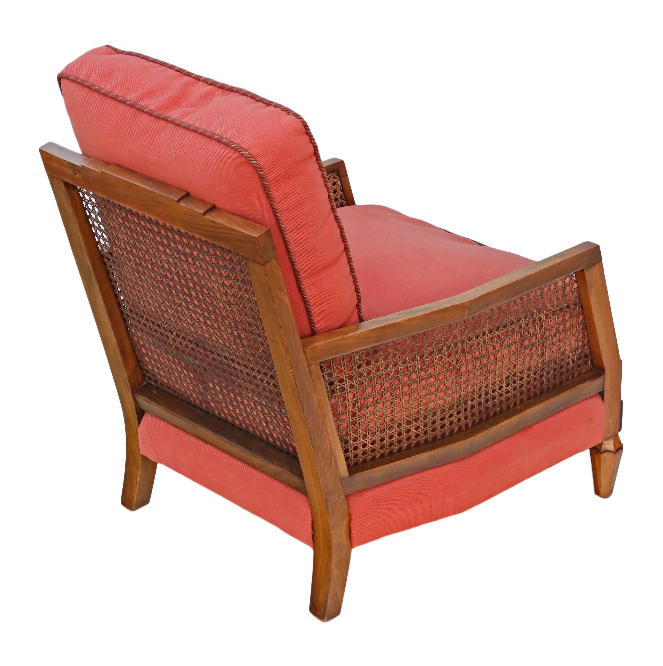Antique Quality Art Deco circa 1920-1930 Rosewood & Burr Walnut Bergere Armchair For Sale 2