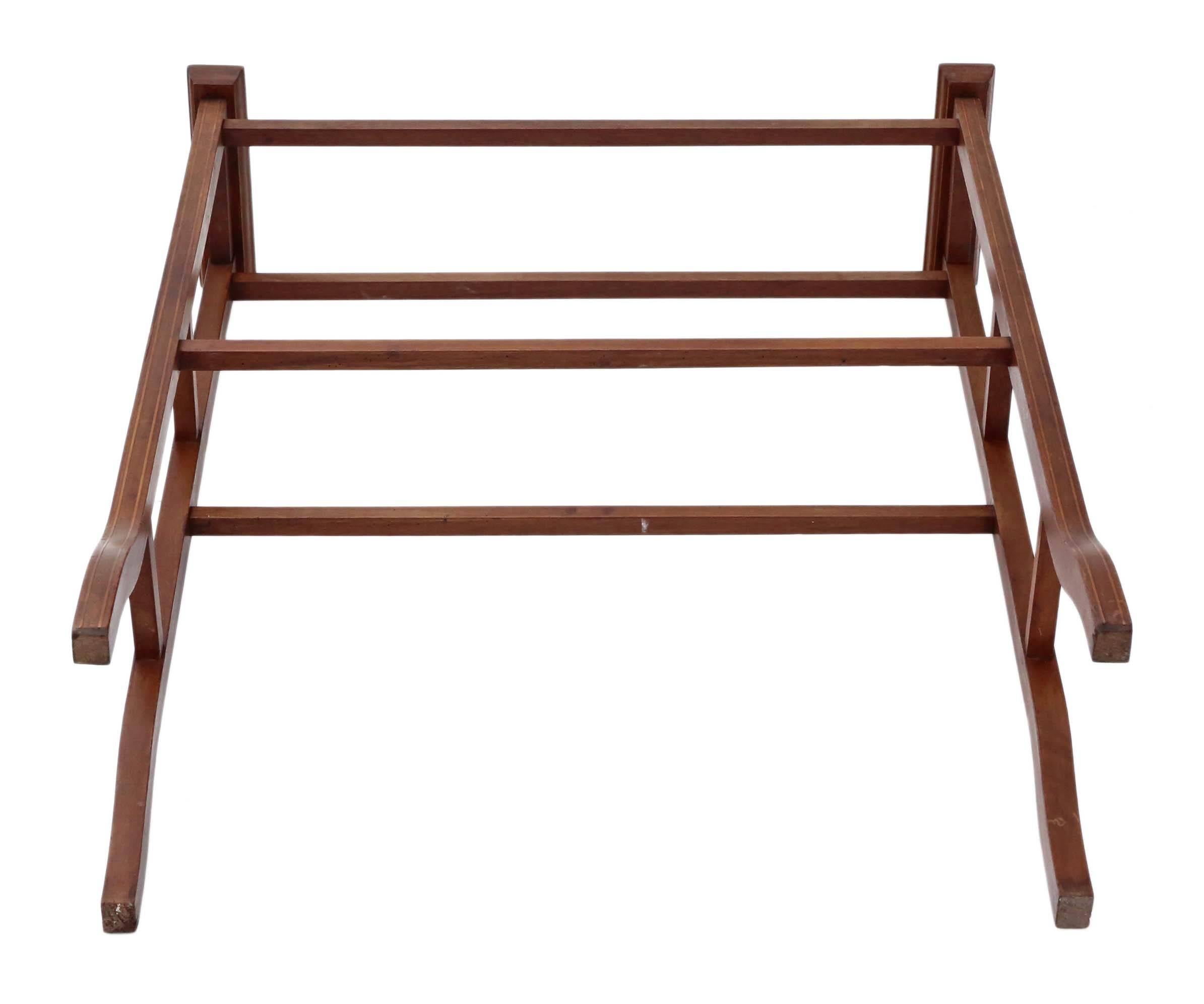 Antique Quality Edwardian Art Nouveau Inlaid Mahogany Towel Rail Stand For Sale 3