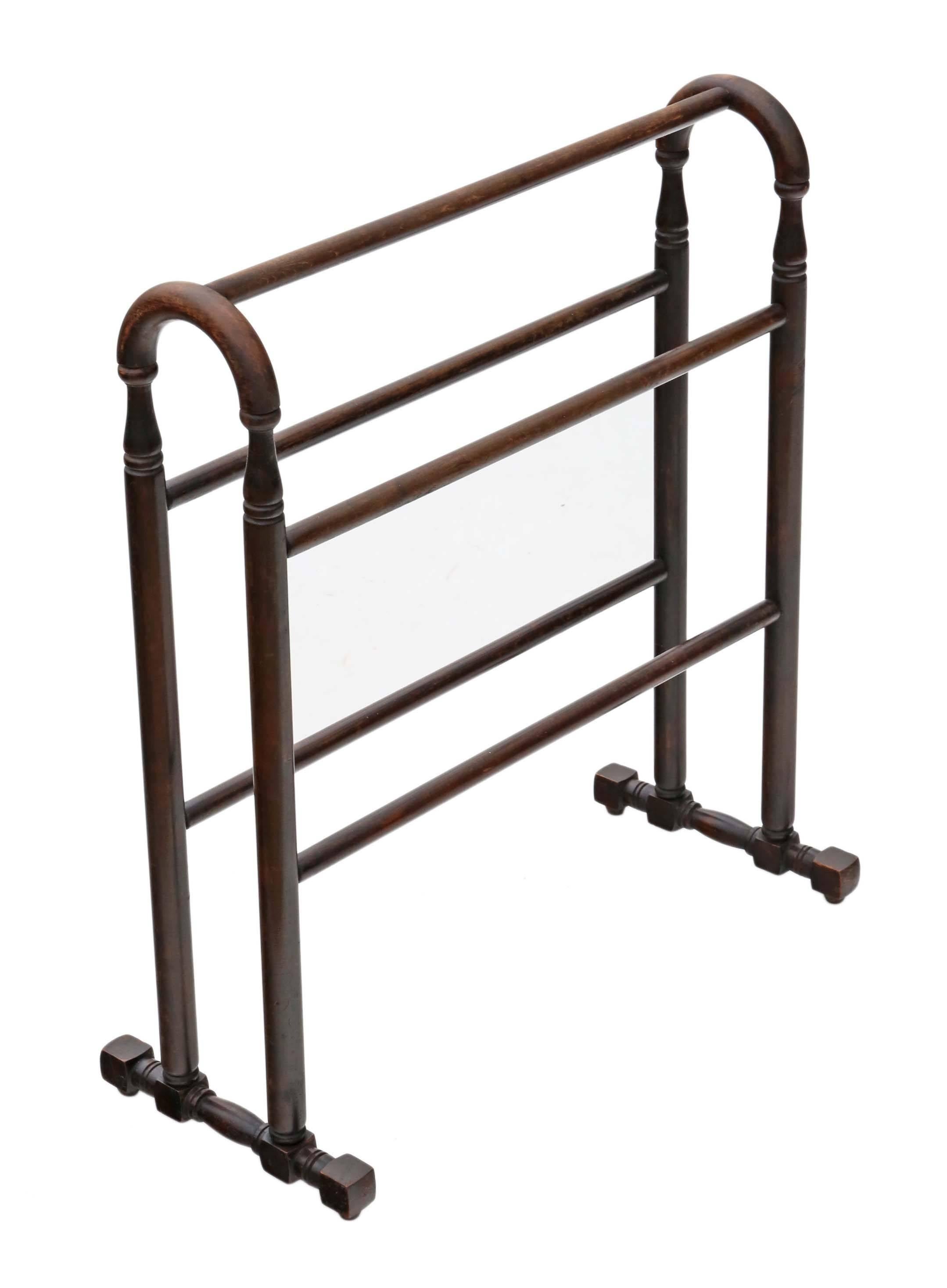 Antique Quality Victorian circa 1900 Beech Towel Rail Stand In Good Condition For Sale In Wisbech, Walton Wisbech