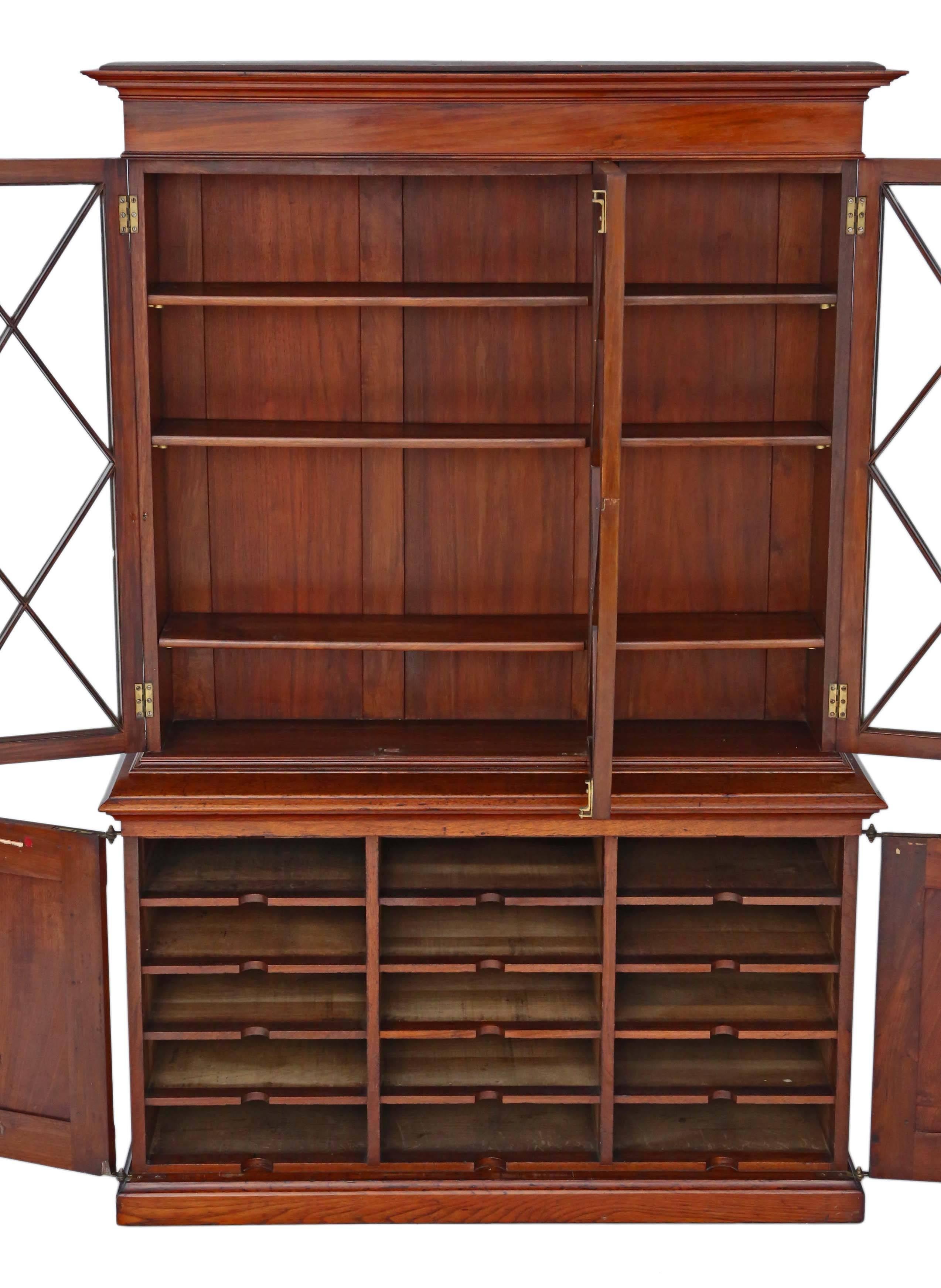 Early 20th Century Antique Quality Late Victorian circa 1900 Mahogany & Walnut Part Glazed Bookcase For Sale