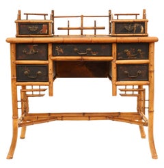 Antique Quality Late Victorian Chinoiserie Bamboo Desk or Dressing Table
