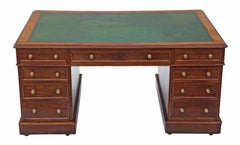 Antique Quality Large Victorian circa 1890 Mahogany Partner's Desk