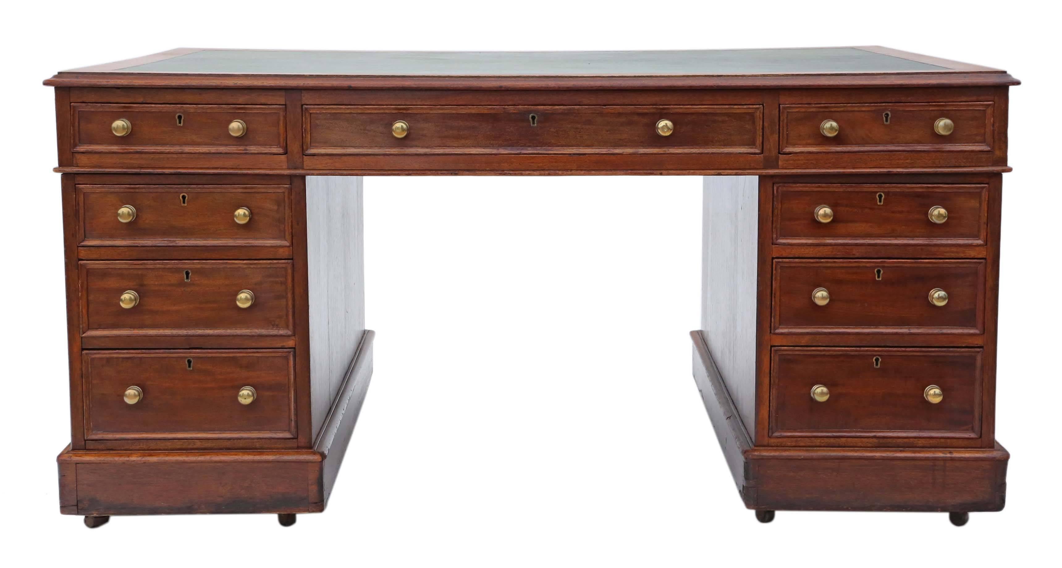 British Antique Quality Large Victorian circa 1890 Mahogany Partner's Desk For Sale