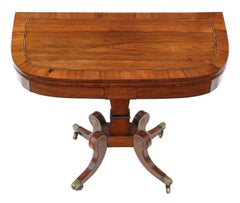 Antique Fine Quality Regency circa 1825 Rosewood Brass Folding Card or Tea Table