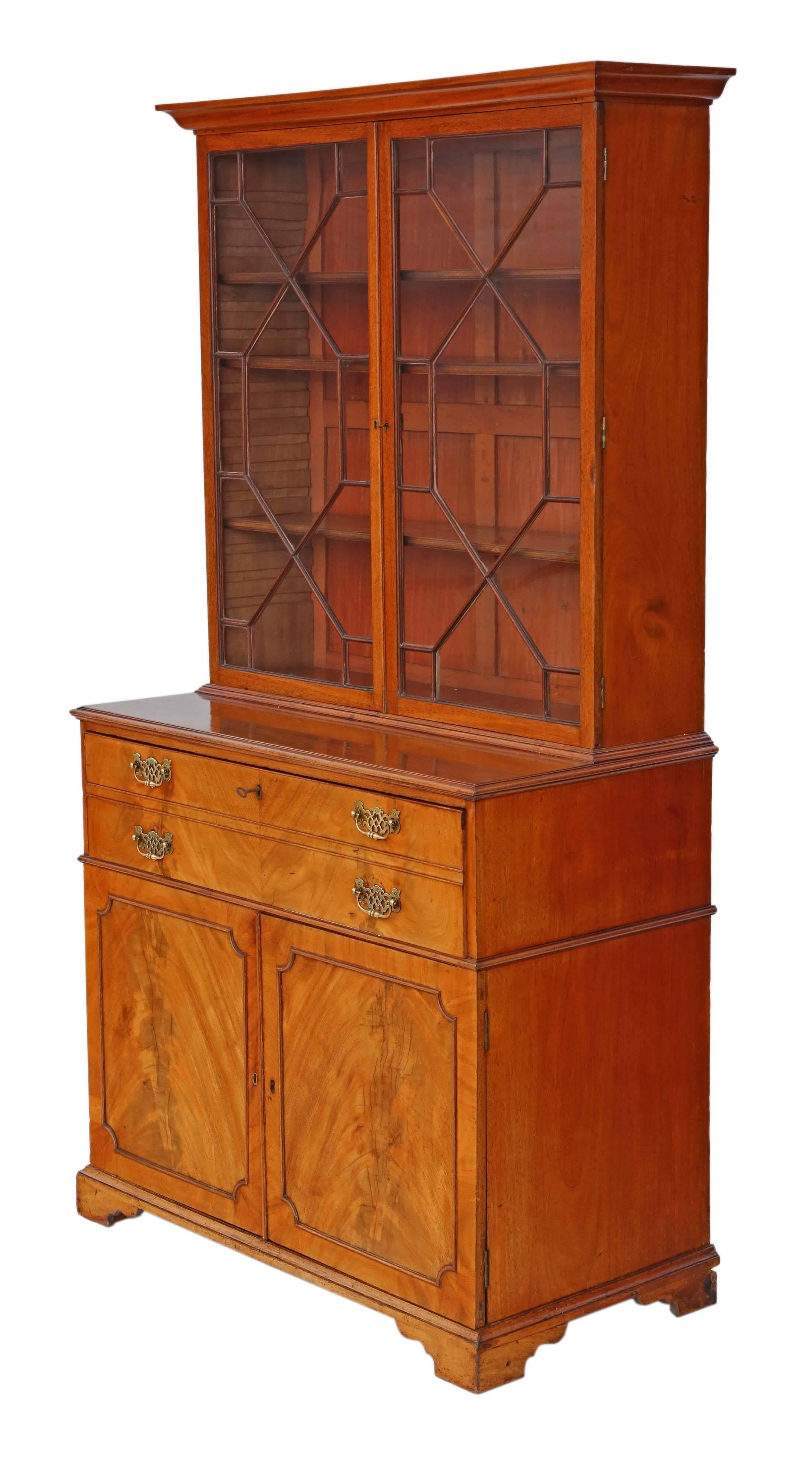 Early 19th Century Antique Georgian Mahogany Secretaire Bookcase, circa 1800 For Sale