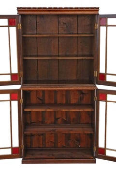 Antique Quality Late Victorian, circa 1890 Oak Glazed Two-Part Bookcase