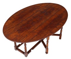Antique Large Quality Oak Georgian Style Oval Wake Dining Table