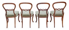 Quality Set of Four Victorian Walnut Balloon Back Dining Chairs, circa 1870