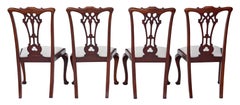 Set of Four Victorian Mahogany Chippendale Revival Dining Chairs, circa 1900