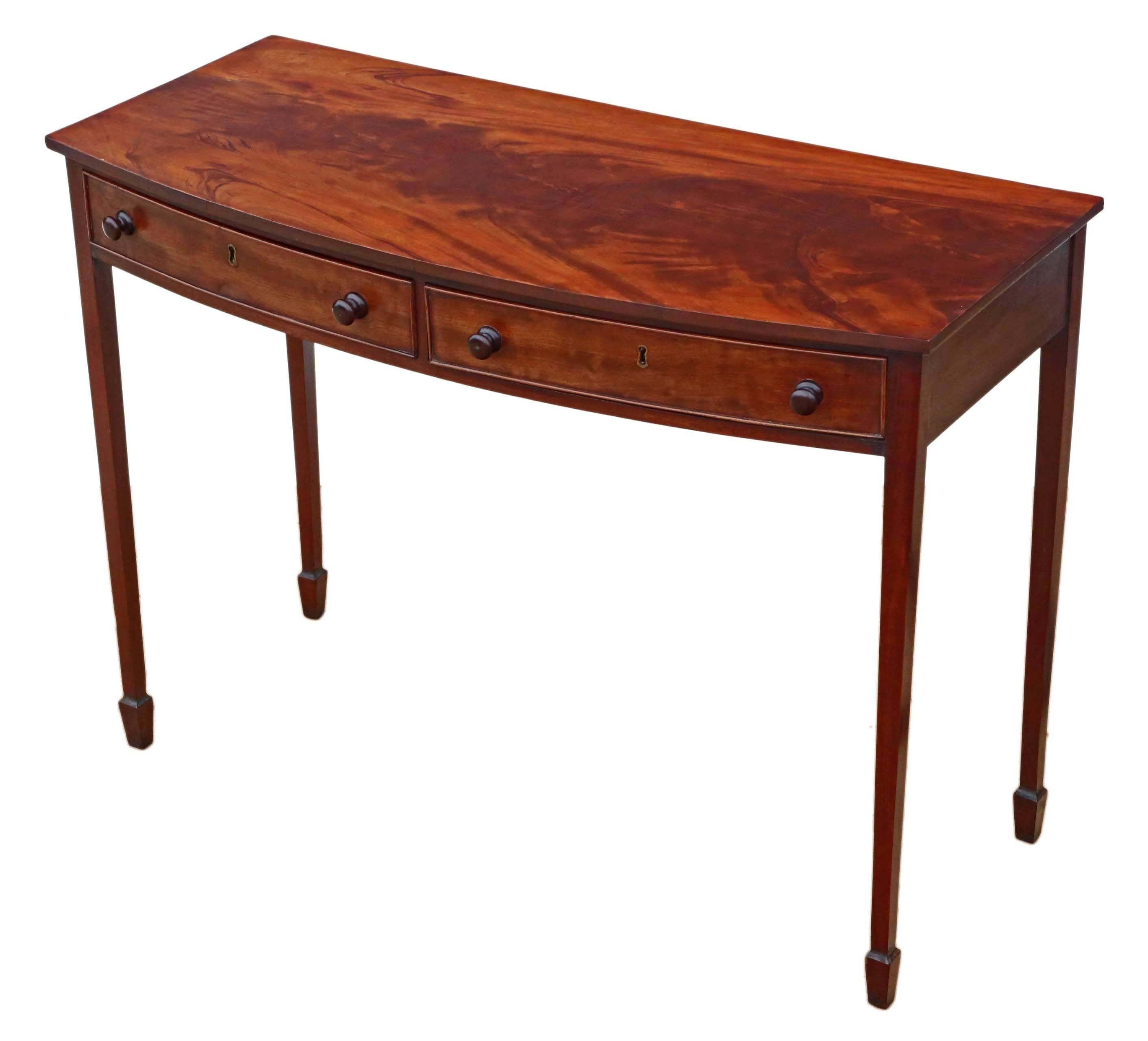 Antique Quality Bow Front Mahogany Desk Writing Table 19th Century and Later In Good Condition For Sale In Wisbech, Walton Wisbech