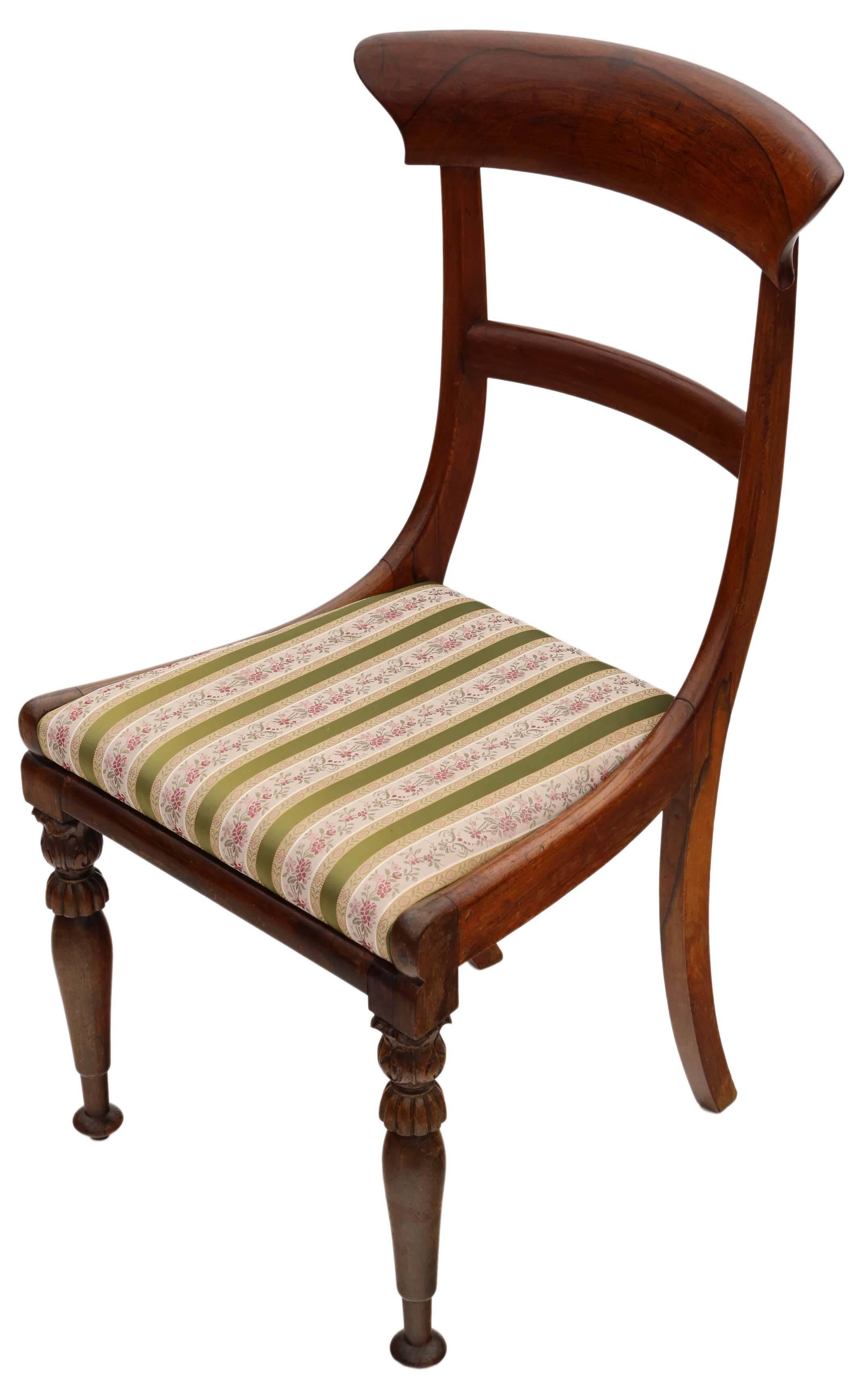 British Antique Set of Four Regency, circa 1825 Rosewood Dining Chairs For Sale