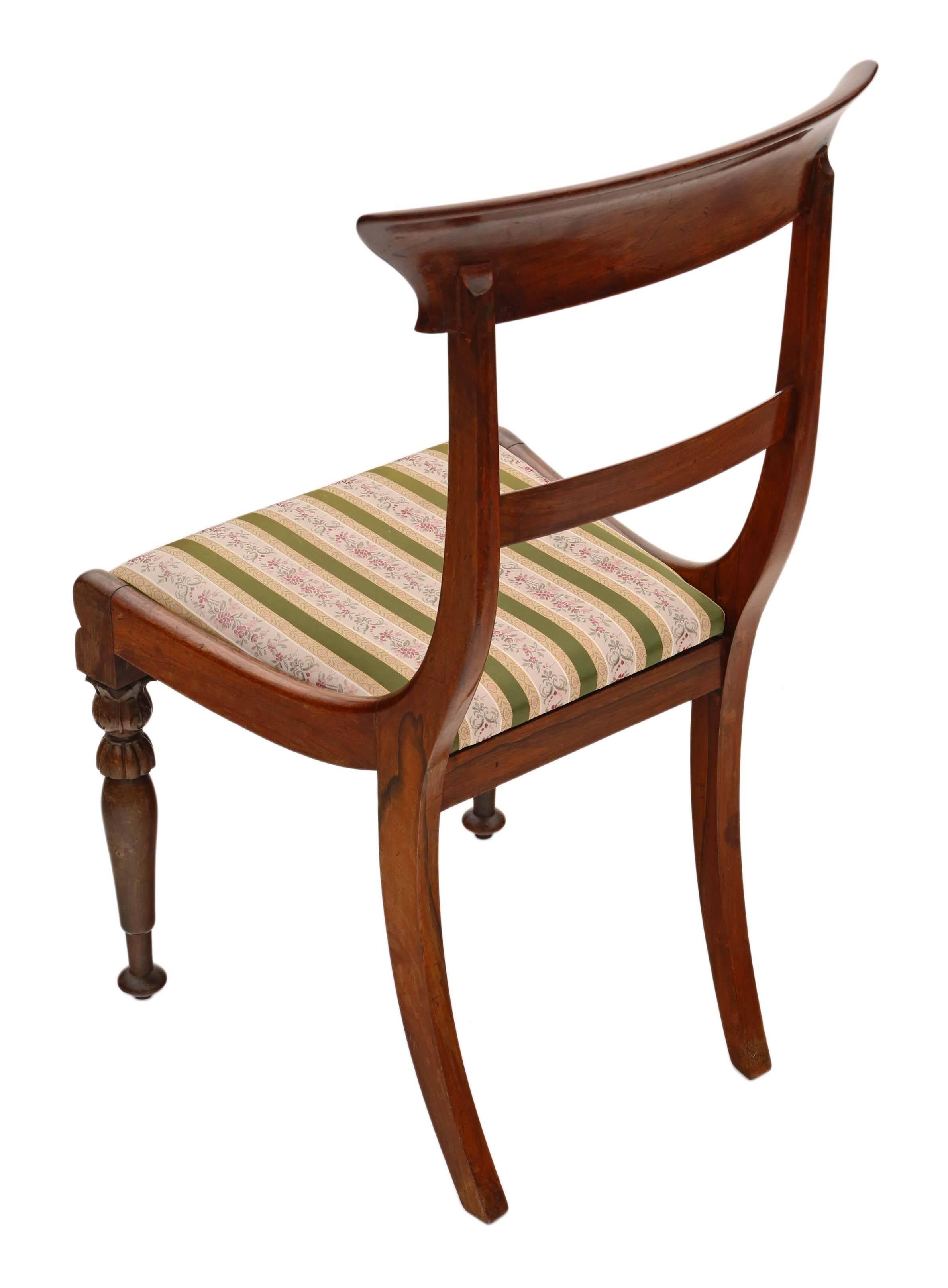 Early 19th Century Antique Set of Four Regency, circa 1825 Rosewood Dining Chairs For Sale