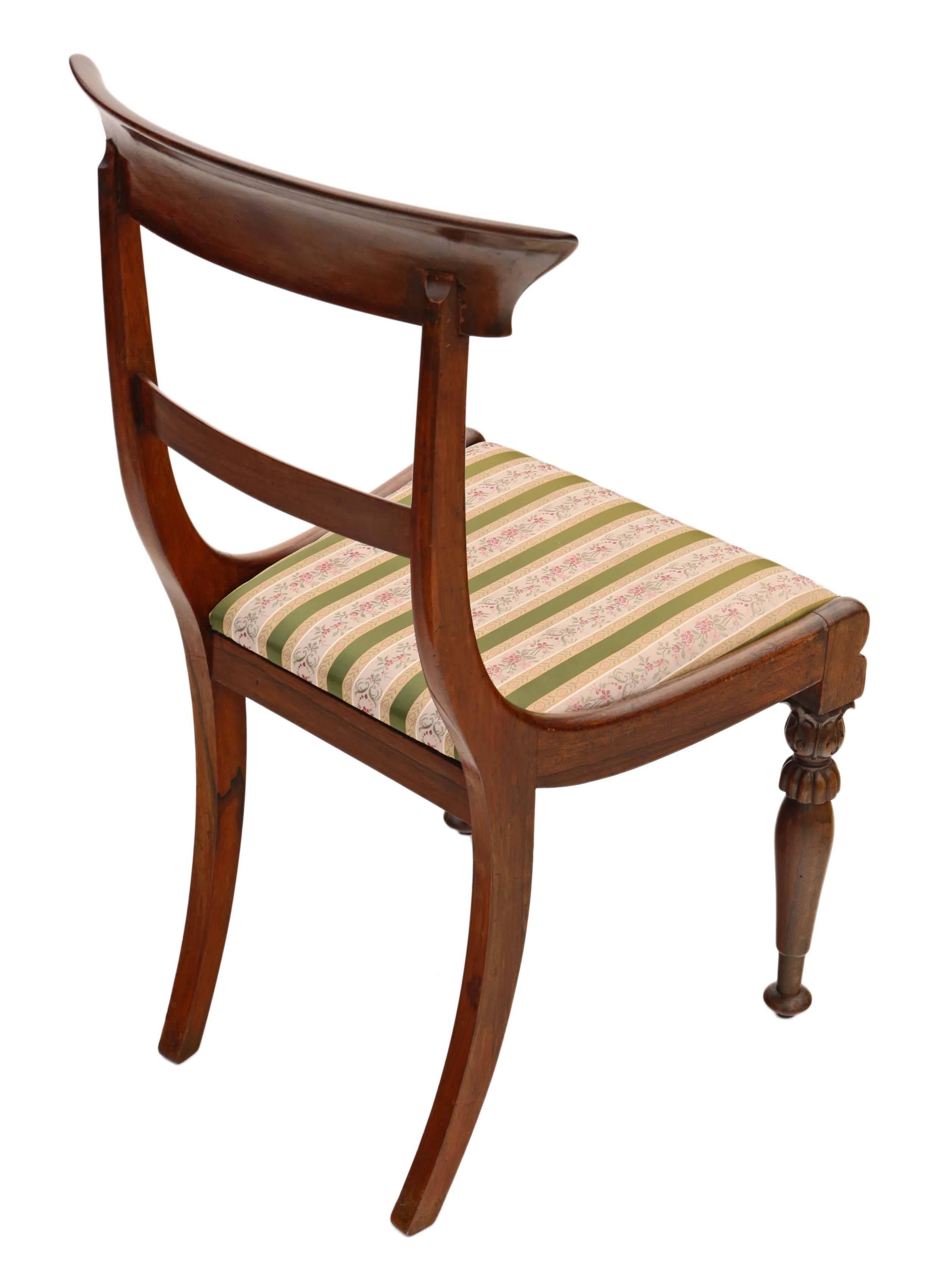 Antique Set of Four Regency, circa 1825 Rosewood Dining Chairs For Sale 1
