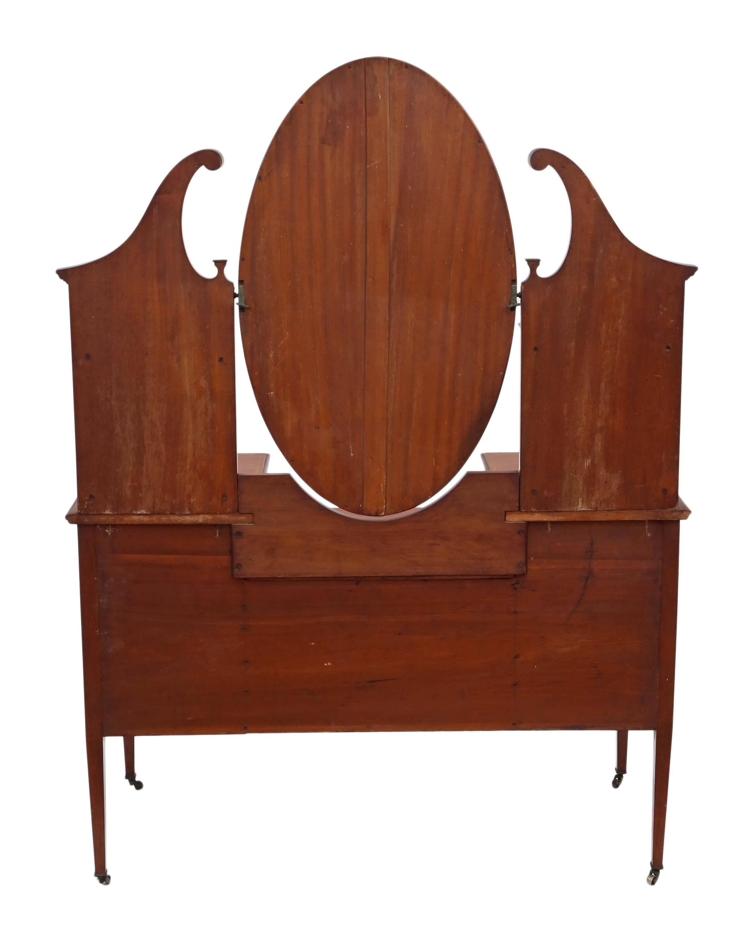 Antique Quality Large Edwardian Inlaid Mahogany Dressing Table For Sale 5