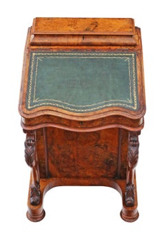 Antique Quality Victorian, circa 1870 Burr Walnut Davenport Writing Table Desk