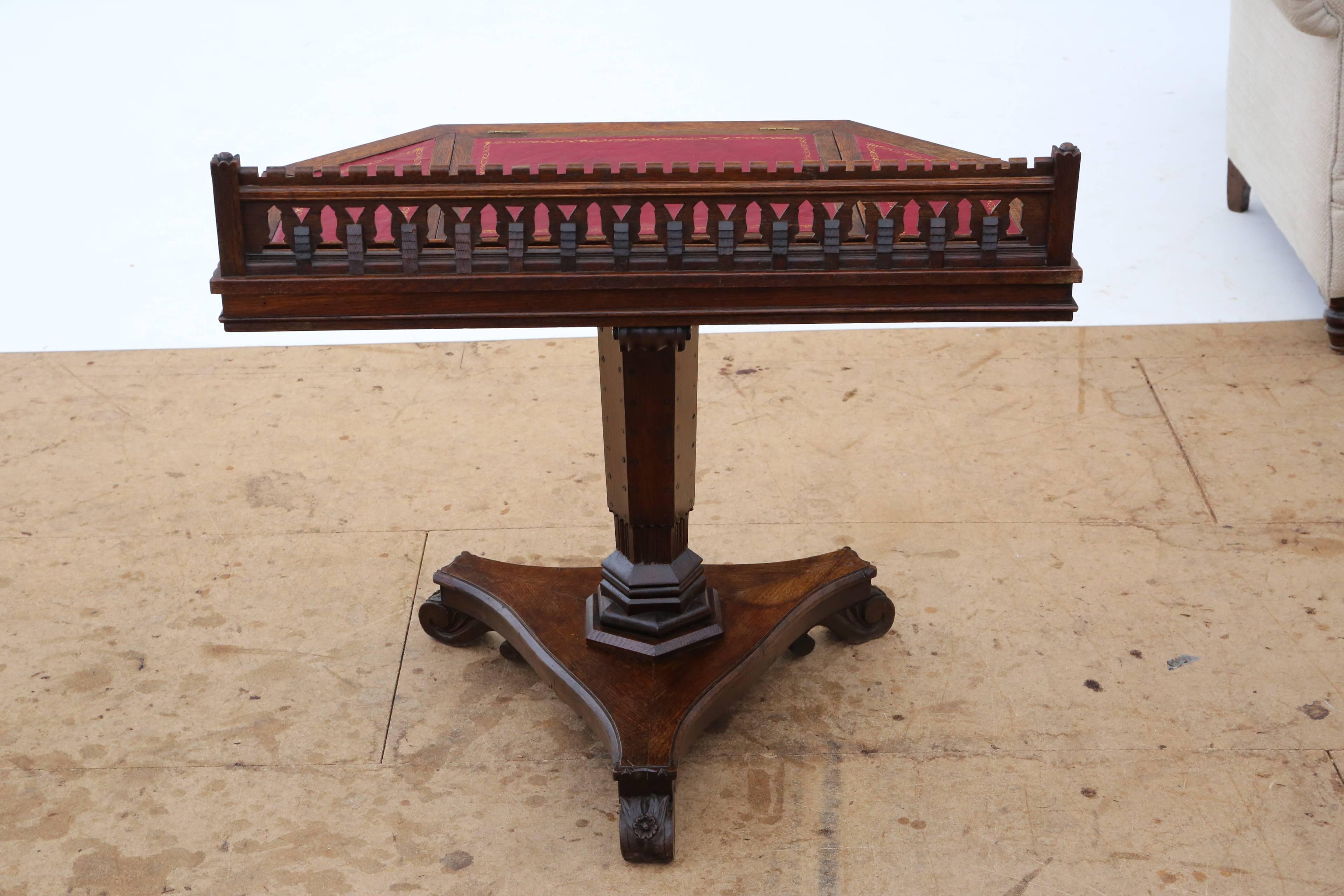 Antique Victorian Quality Gothic Oak, circa 1880 Writing Table Desk For Sale 3