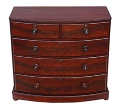 Antique Victorian Flame Mahogany Bow Front Chest of Drawers