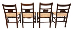 Antique Mixed Set of Four Elm 19th Century Kitchen Dining Chairs